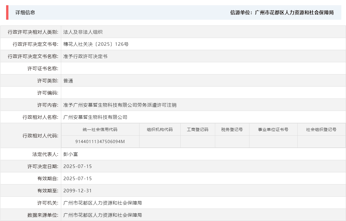 7.15准予广州安慕皙生物科技有限公司劳务派遣许可注销.png