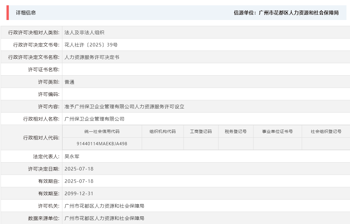 7.18准予广州保卫企业管理有限公司人力资源服务许可设立.png