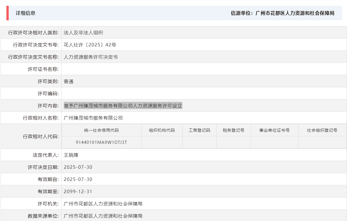 7.30准予广州臻茂城市服务有限公司人力资源服务许可设立.png