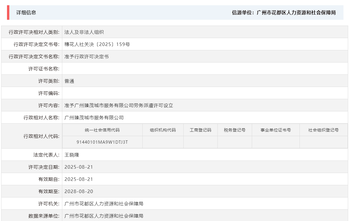 8.21准予广州臻茂城市服务有限公司劳务派遣许可设立.png