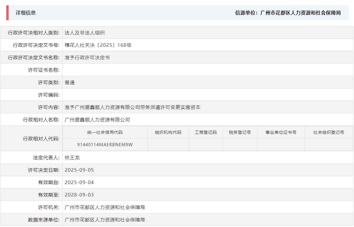 9.5准予广州盛鑫顺人力资源有限公司劳务派遣许可变更实缴资本.png