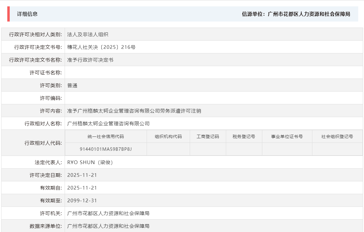 11.21准予广州格麟太轲企业管理咨询有限公司劳务派遣许可注销.png