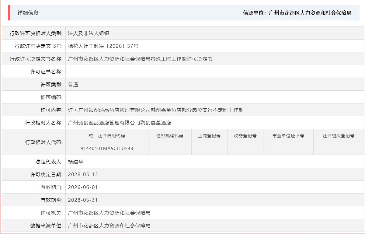 5.13许可广州领创逸品酒店管理有限公司融创嘉堇酒店部分岗位实行不定时工作制.png