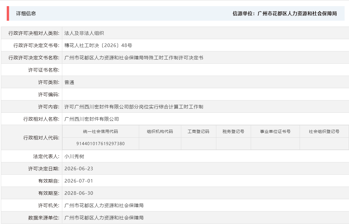 6.23许可广州西川密封件有限公司部分岗位实行综合计算工时工作制.png